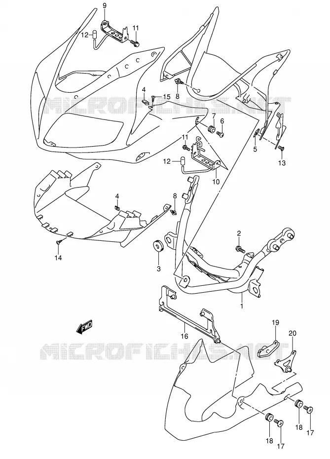 FAIRING INSTALLATION PARTS (SV1000S/S1/S2) Suzuki MOTO 1000 SV 2003  SV1000U2K3(E2)