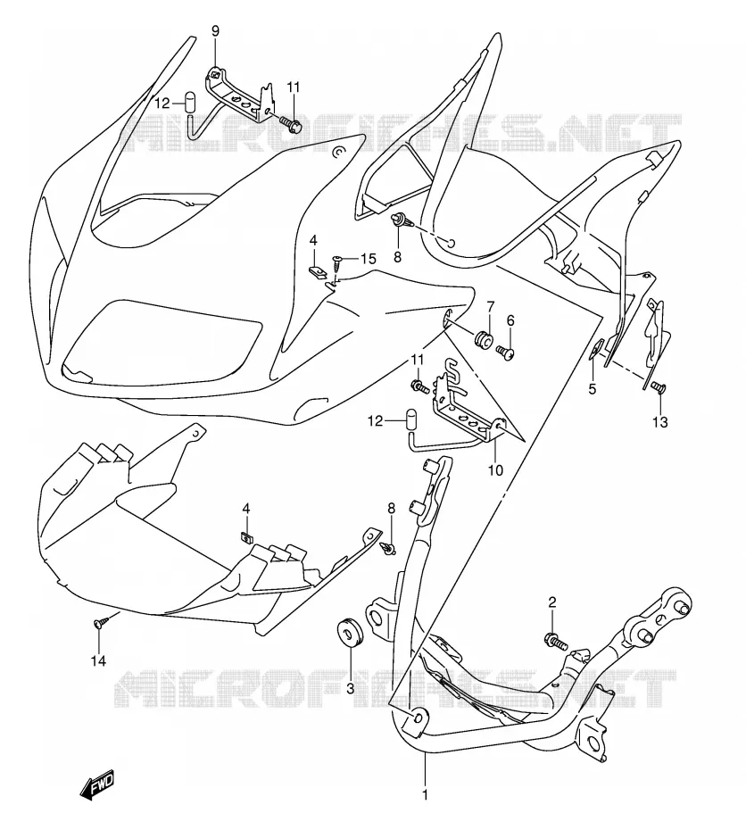 FAIRING INSTALLATION PARTS (WITH COWLING) Suzuki MOTO 650 SV-S 2007  SV650SAK7