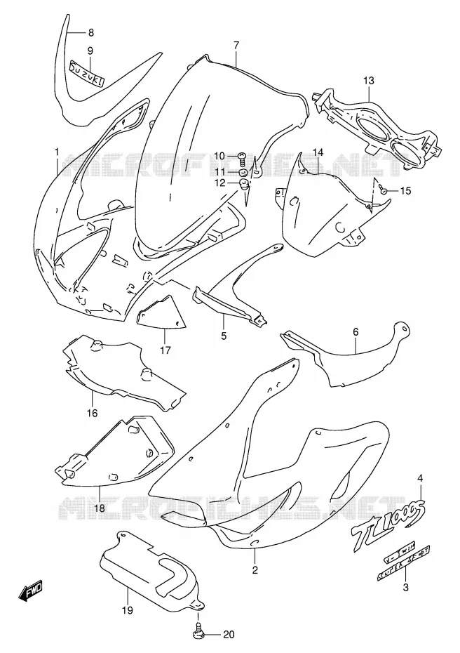 FAIRING (MODEL W) Suzuki MOTO 1000 TL-S 1997  TL1000SV(E2)