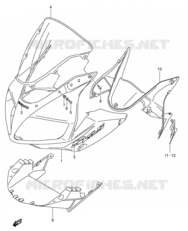FAIRING (SV650SK3/SUK3) Suzuki MOTO 650 SV 2003  SV650K3(E2)