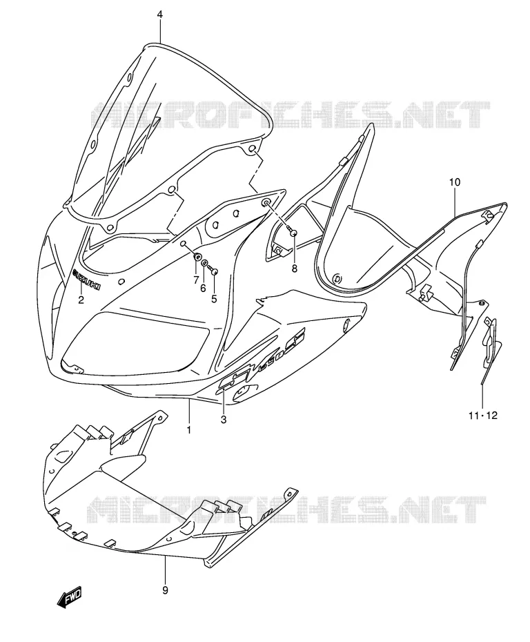 FAIRING (SV650SK5/SUK5) Suzuki MOTO 650 SV-S 2004  SV650SUK4(E2)