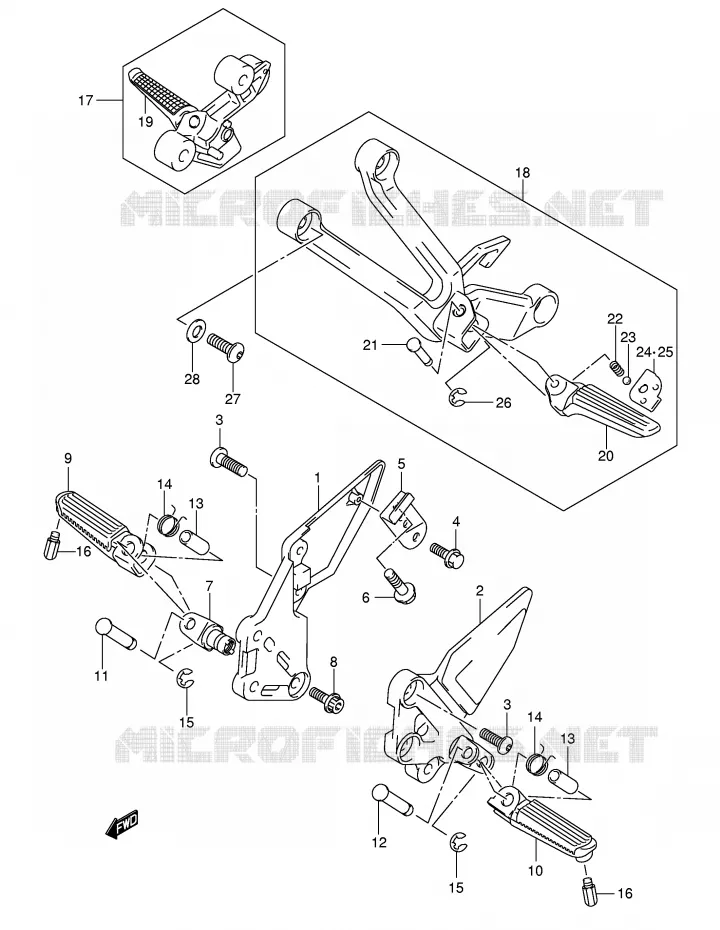 FOOTREST (MODEL K4/K5/K6/K7) Suzuki MOTO 650 SV 2007  SV650K7