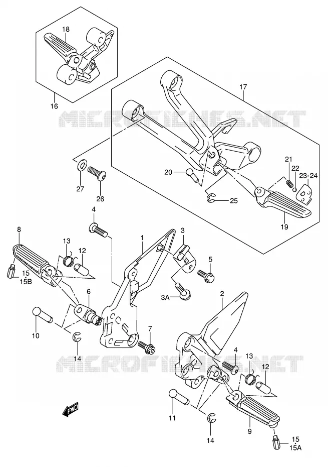 FOOTREST (MODEL K4/K5) Suzuki MOTO 1000 SV 2005  SV1000S1K5(E2)