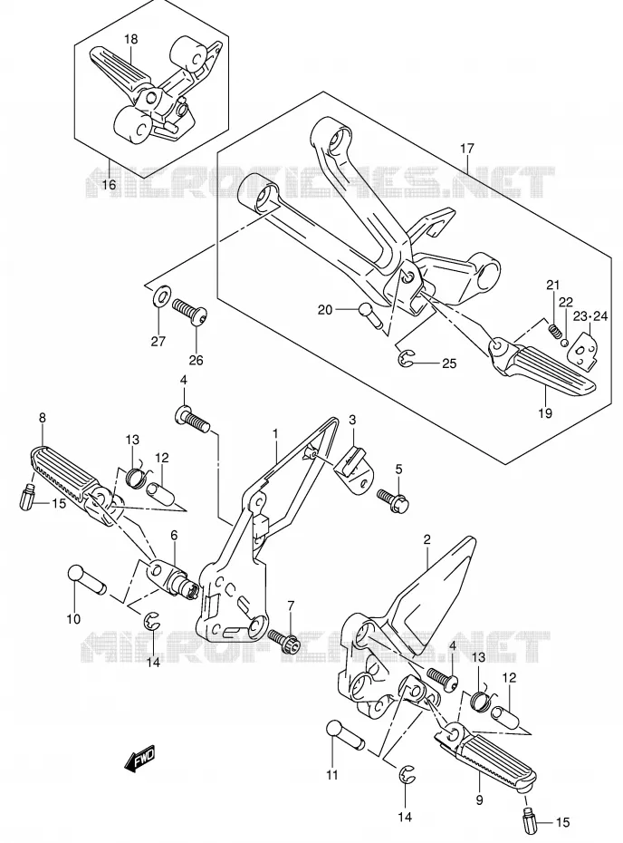 FOOTREST (SV1000/U1/U2K3) Suzuki MOTO 1000 SV 2004  SV1000S2K4(E2)
