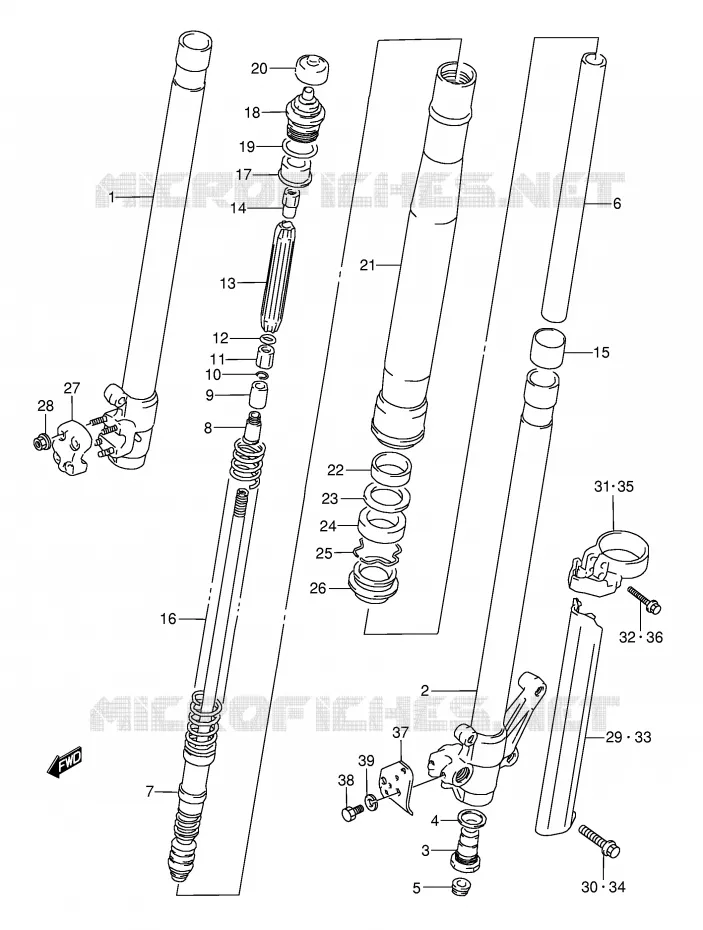 FRONT FORK (MODEL K) Suzuki MOTO 250 RMX 1993  RMX250P(E1)