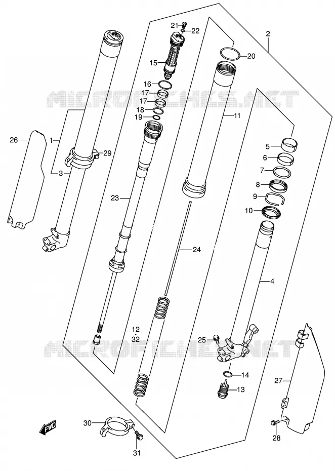 FRONT FORK (MODEL K1) Suzuki MOTO 125 RM 2004  RM125K4