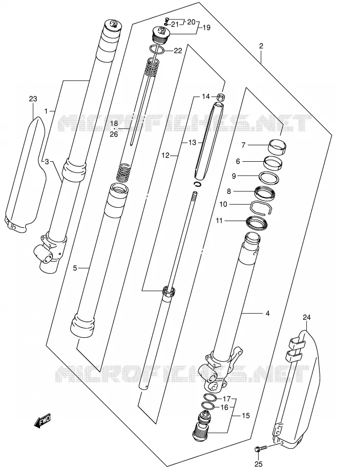 FRONT FORK (MODEL K2/K3/K4) Suzuki MOTO 85 RM 2006  RM85LK6(P3/P28)
