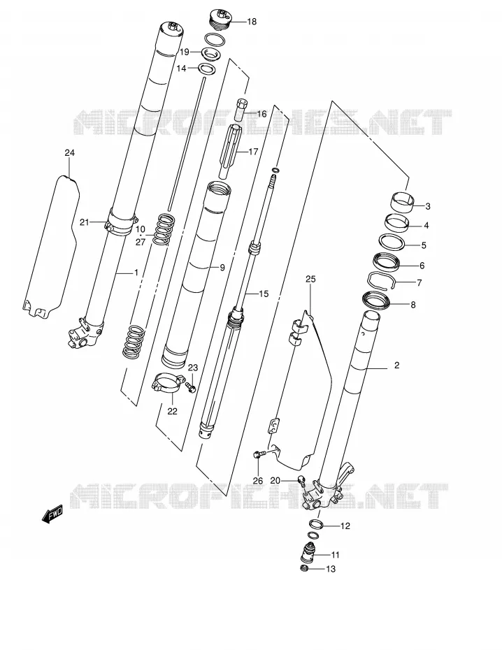 FRONT FORK (MODEL K2) Suzuki MOTO 250 RM 2001  RM250K1(E2)