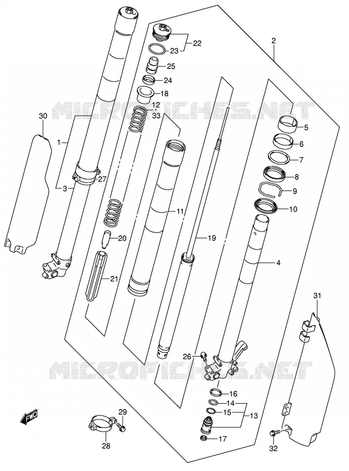 FRONT FORK (MODEL K3) Suzuki MOTO 250 RM 2002  RM250K2(E3/E28)
