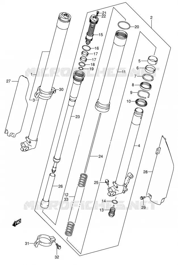 FRONT FORK (MODEL K5) Suzuki MOTO 250 RM 2005  RM250K5(E3/E28)