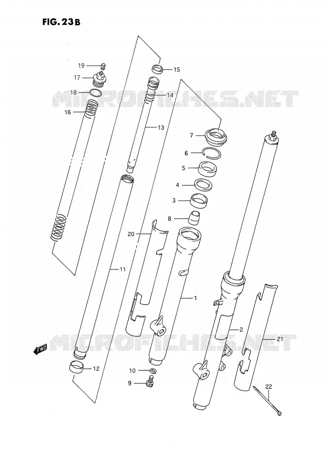 FRONT FORK (MODEL L/M/N/P/R) Suzuki MOTO 80 RM 1991  RM80XM(E2)