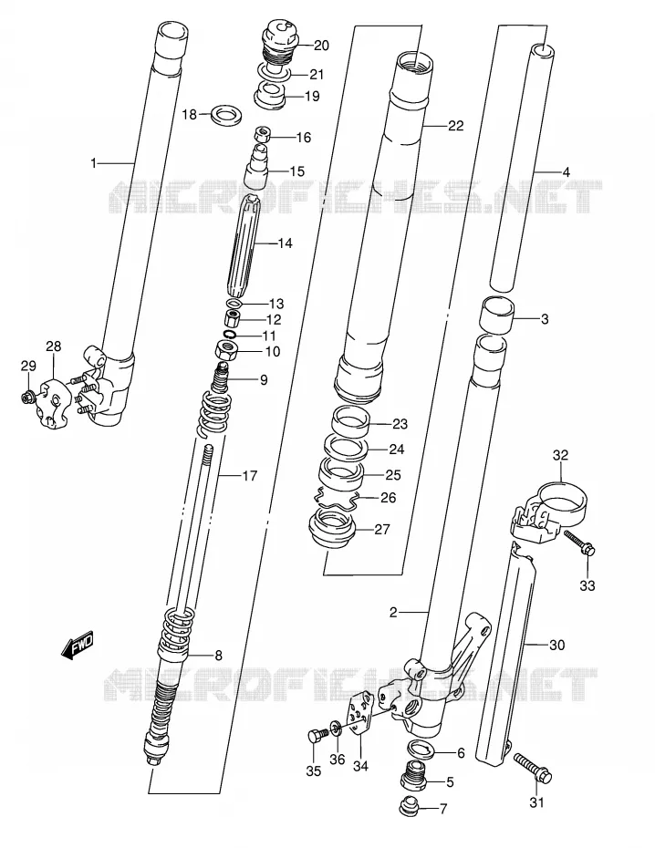 FRONT FORK (MODEL L) Suzuki MOTO 250 RMX 1993  RMX250P(E1)