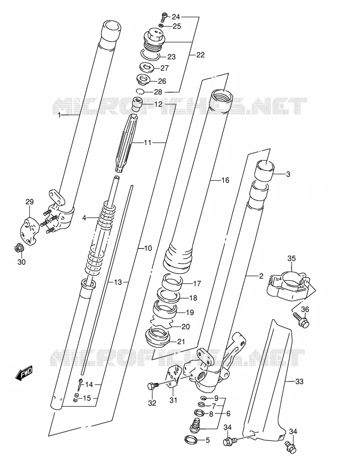 FRONT FORK (MODEL S) Suzuki MOTO 250 RMX 1996  RMX250T(E1)
