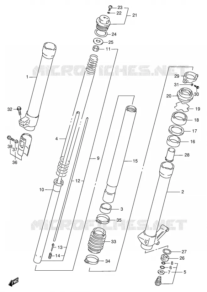 FRONT FORK (MODEL X P37) Suzuki MOTO 250 RMX 1998  RMX250W(E1)
