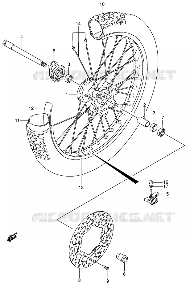 FRONT WHEEL (MODEL K5) Suzuki MOTO 250 DR-Z 2003  DR-Z250K3(E3/E28)
