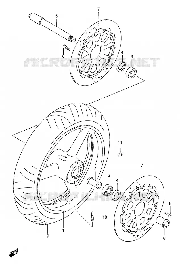 FRONT WHEEL (MODEL V/W/X/Y) Suzuki MOTO 1000 TL-S 1998  TL1000SW(E2)