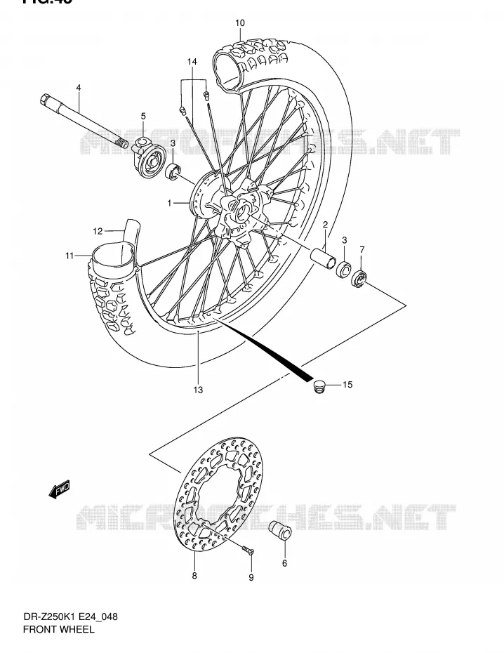 FRONT WHEEL Suzuki MOTO 250 DR-Z 2002  DR-Z250K2(E24)