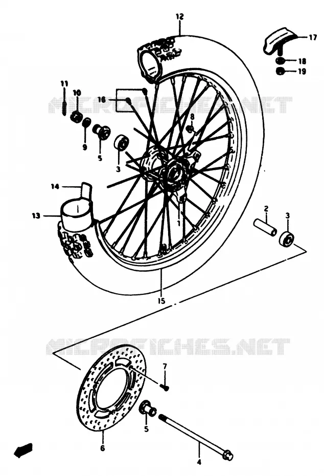 FRONT WHEEL Suzuki MOTO 80 RM 1996  RM80T(T/V)