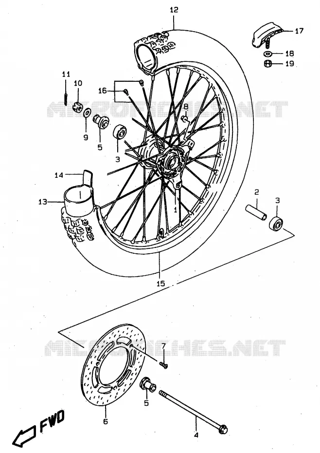 FRONT WHEEL Suzuki MOTO 80 RM 1998  RM80XW(T/V/W)