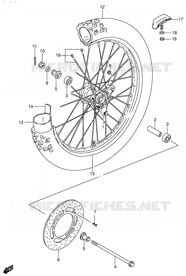 FRONT WHEEL Suzuki MOTO 80 RM 2001  RM80K1(P3/P28)