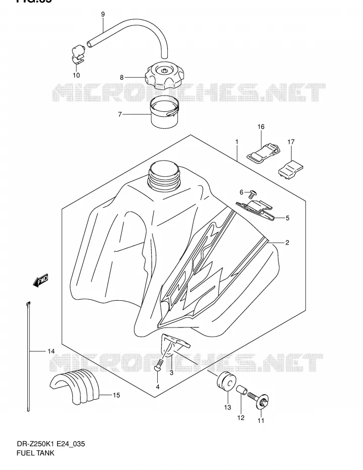 FUEL TANK (MODEL K1) Suzuki MOTO 250 DR-Z 2001  DR-Z250K1(E24)