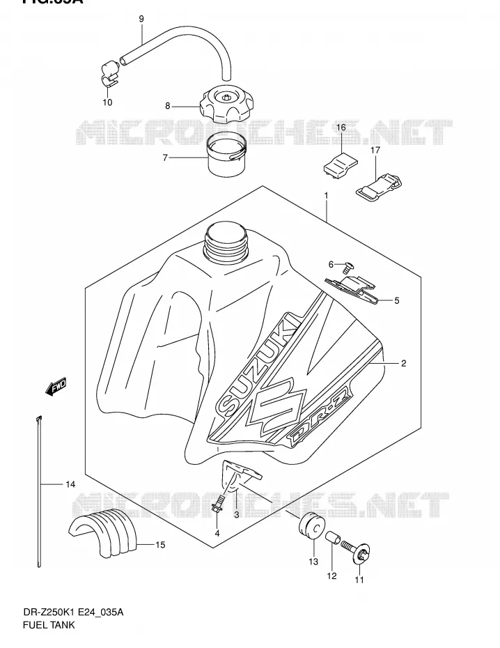 FUEL TANK (MODEL K2) Suzuki MOTO 250 DR-Z 2005  DR-Z250K5(E24)