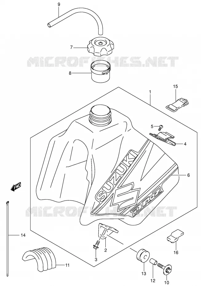 FUEL TANK (MODEL K2) Suzuki MOTO 250 DR-Z 2005  DR-Z250K5(E3/E28)