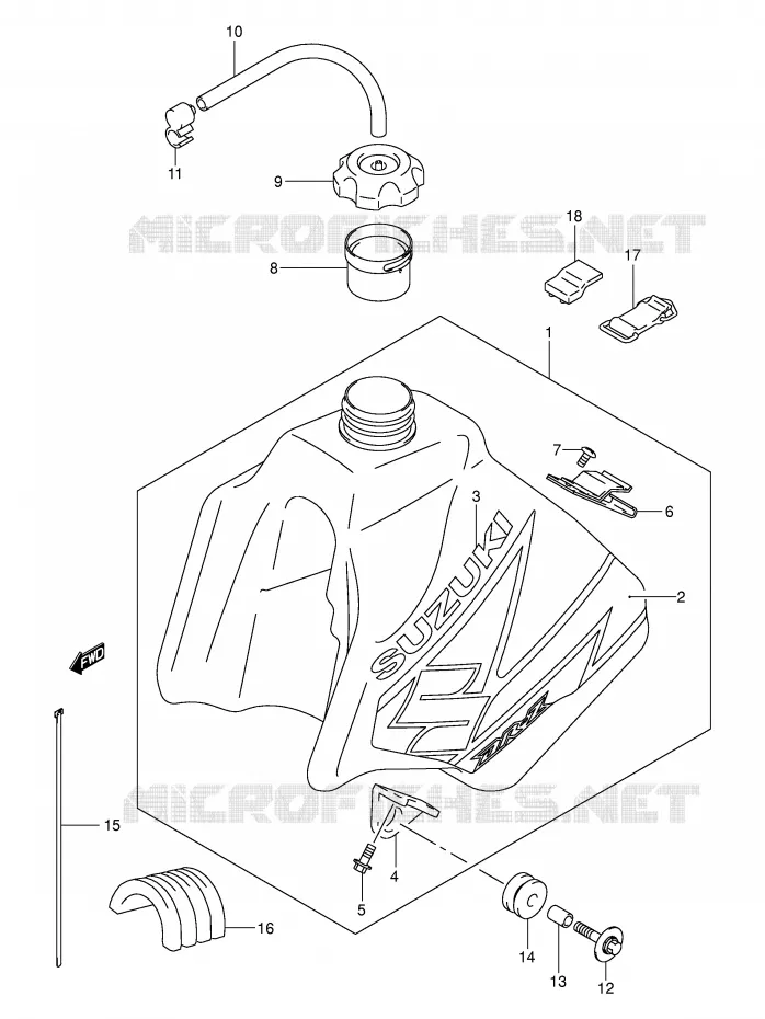 FUEL TANK (MODEL K3) Suzuki MOTO 250 DR-Z 2002  DR-Z250K2(E24)