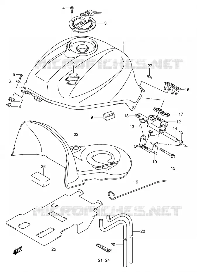 FUEL TANK (MODEL K4) Suzuki MOTO 1000 SV 2004  SV1000U2K4(E2)