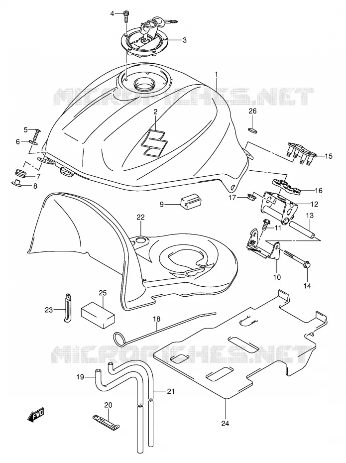 FUEL TANK (MODEL K4) Suzuki MOTO 650 SV 2004  SV650K4(E2)