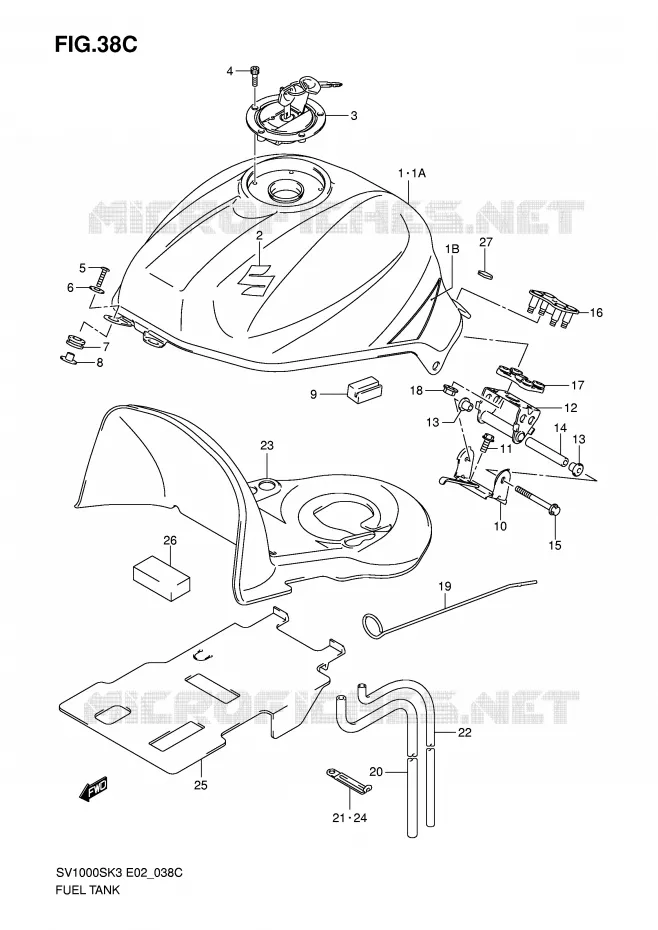 FUEL TANK (MODEL K5) Suzuki MOTO 1000 SV 2004  SV1000K4(E2)