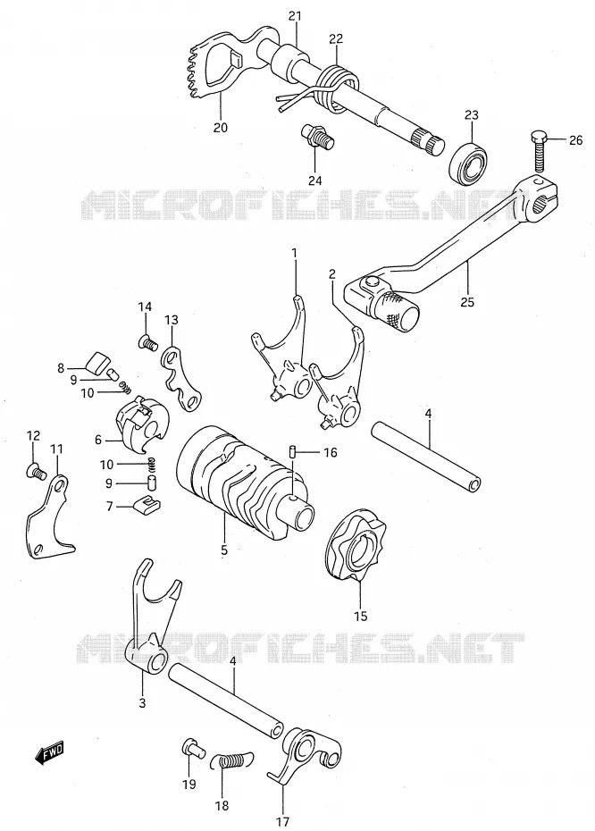 GEAR SHIFTING ASSY (MODEL G/H/J) Suzuki MOTO 80 RM 1987  RM80H(E28)