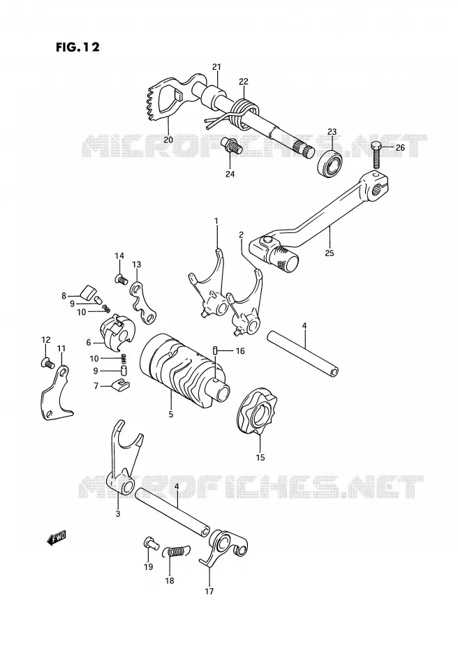 GEAR SHIFTING ASSY (MODEL G/H/J) Suzuki MOTO 80 RM 1995  RM80S(E3)