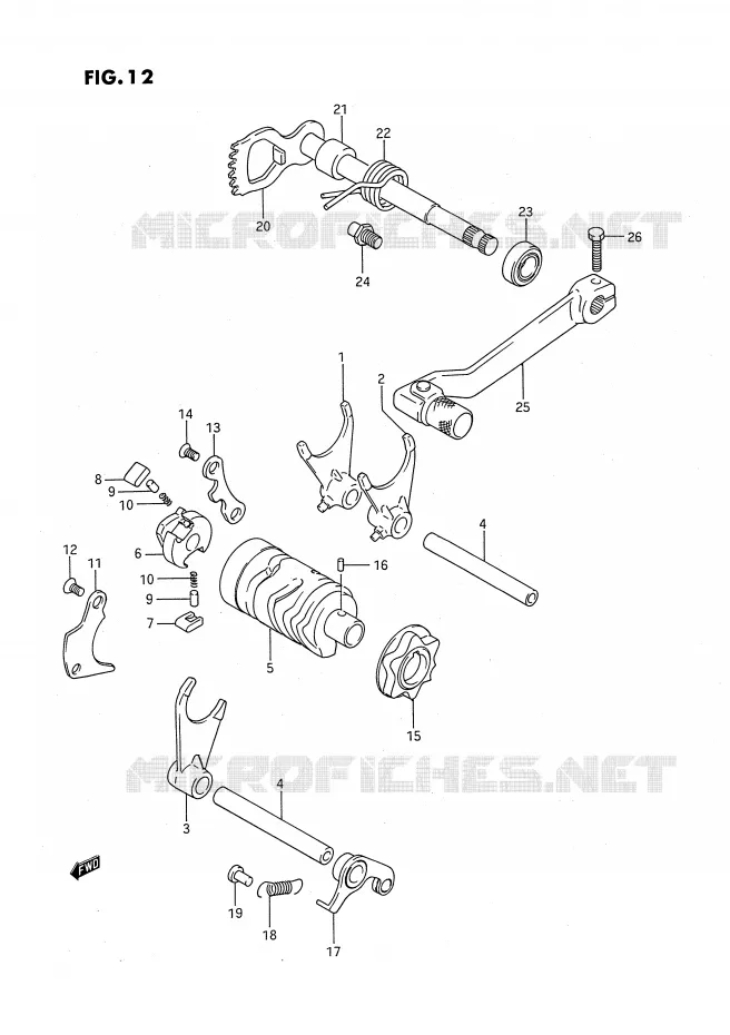 GEAR SHIFTING ASSY (MODEL G/H/J) Suzuki MOTO 80 RM 1995  RM80XS(E2)