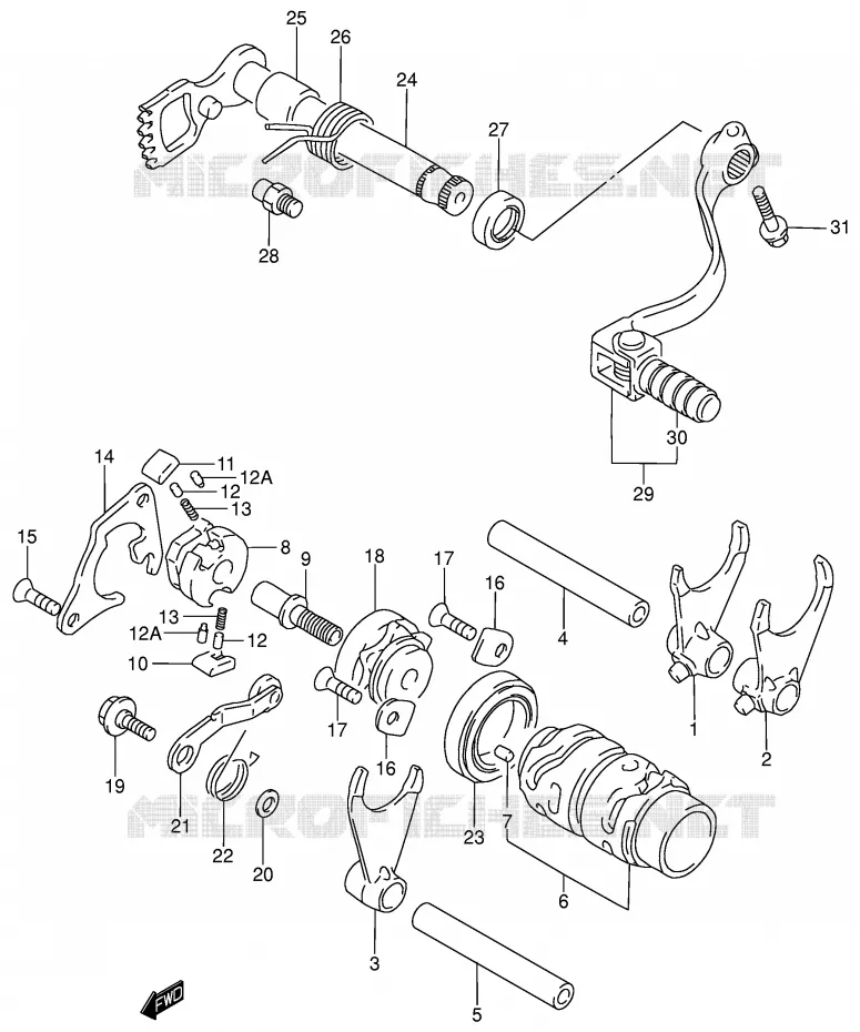 GEAR SHIFTING ASSY (MODEL K2/K3/K4) Suzuki MOTO 85 RM 2006  RM85K6(P3/P28)