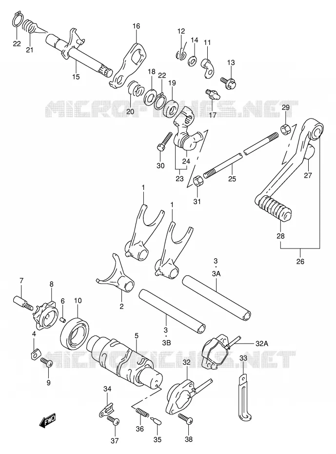 GEAR SHIFTING ASSY (MODEL V/W) Suzuki MOTO 1000 TL-S 2000  TL1000SY(E2)