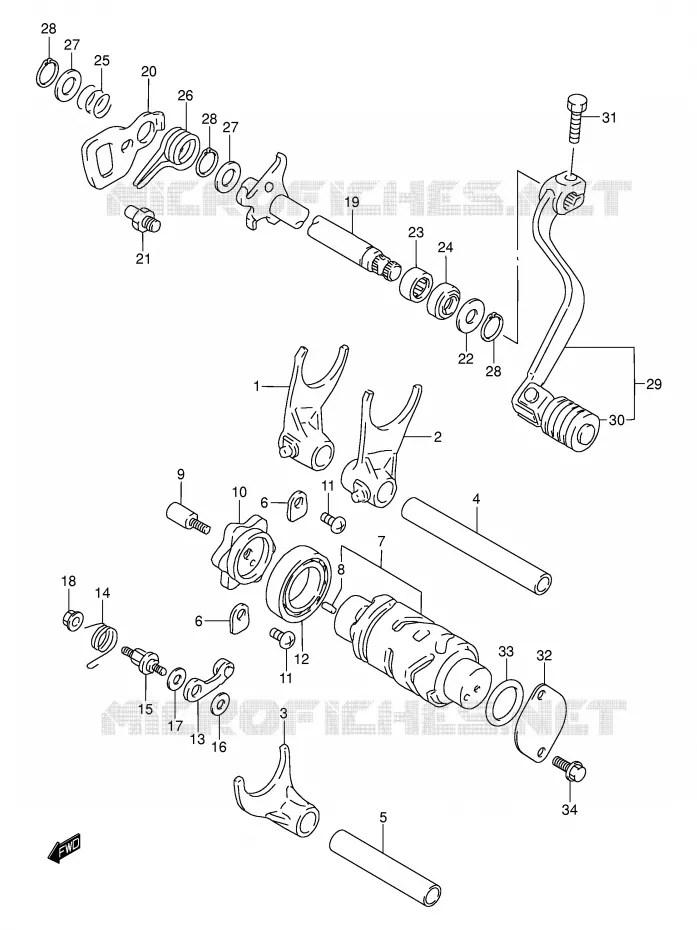 GEAR SHIFTING ASSY Suzuki MOTO 250 DR-Z 2001  DR-Z250K1(E3/E28)