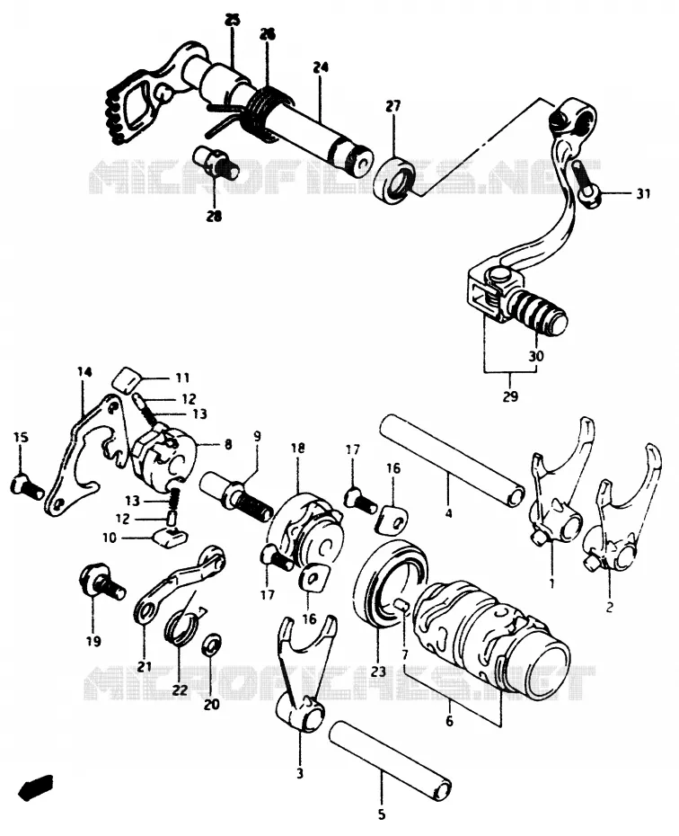 GEAR SHIFTING ASSY Suzuki MOTO 80 RM 1996  RM80T(T/V)