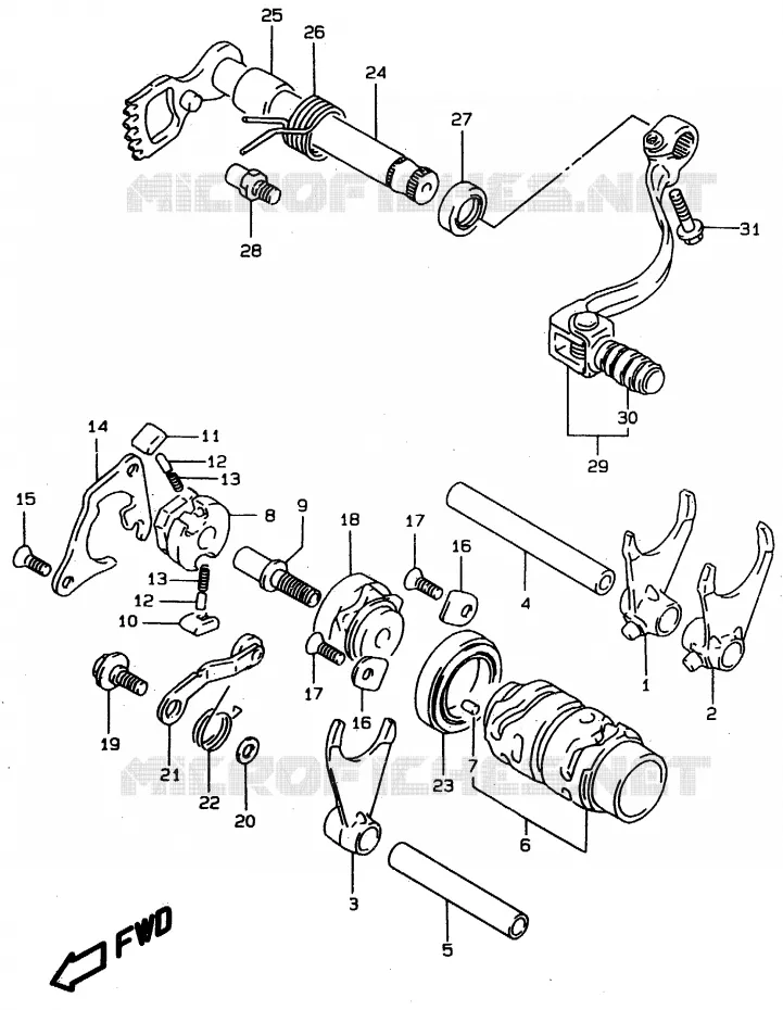 GEAR SHIFTING ASSY Suzuki MOTO 80 RM 1996  RM80XT(T/V/W)