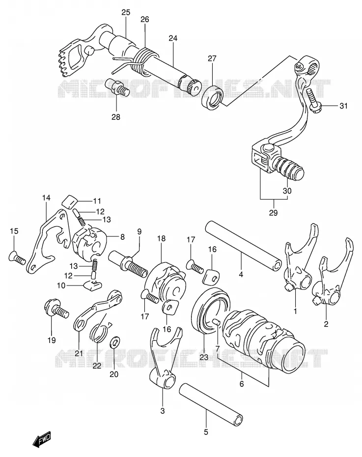 GEAR SHIFTING ASSY Suzuki MOTO 80 RM 2000  RM80XY(P2)