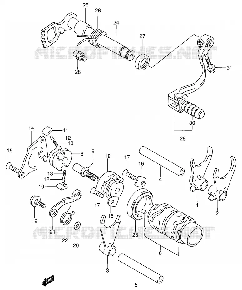 GEAR SHIFTING ASSY Suzuki MOTO 80 RM 2000  RM80Y(P3/P28)