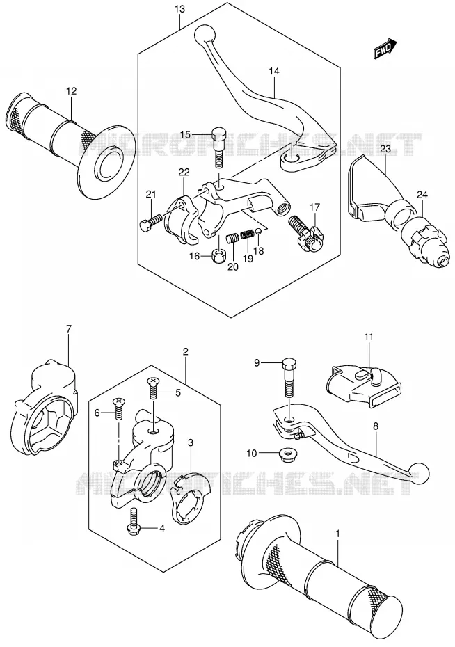LEVERS - HANDGRIPS (MODEL K4/K5/K6) Suzuki MOTO 125 RM 2005  RM125K5(E3/E28)