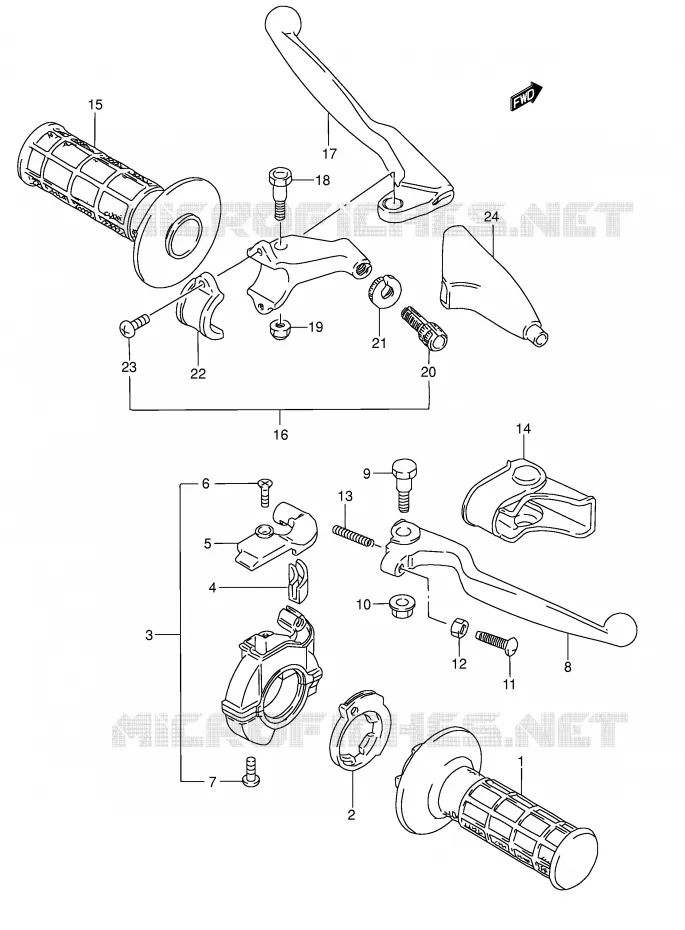 LEVERS - HANDGRIPS Suzuki MOTO 80 RM 1998  RM80W(E3/E28)