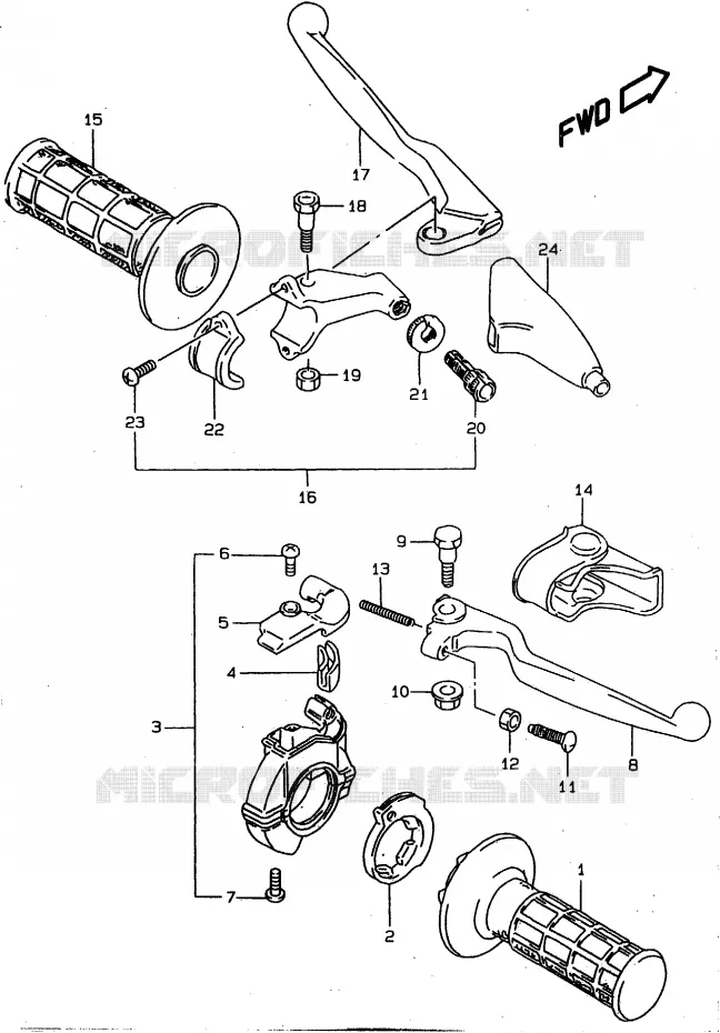 LEVERS - HANDGRIPS Suzuki MOTO 80 RM 1998  RM80XW(T/V/W)