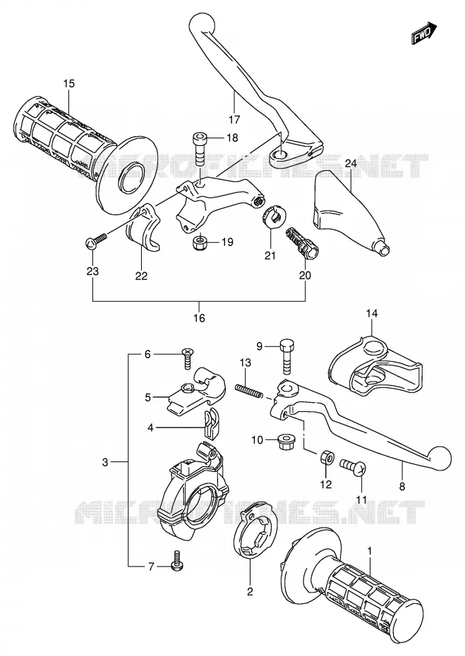 LEVERS - HANDGRIPS Suzuki MOTO 80 RM 1999  RM80X(E24)