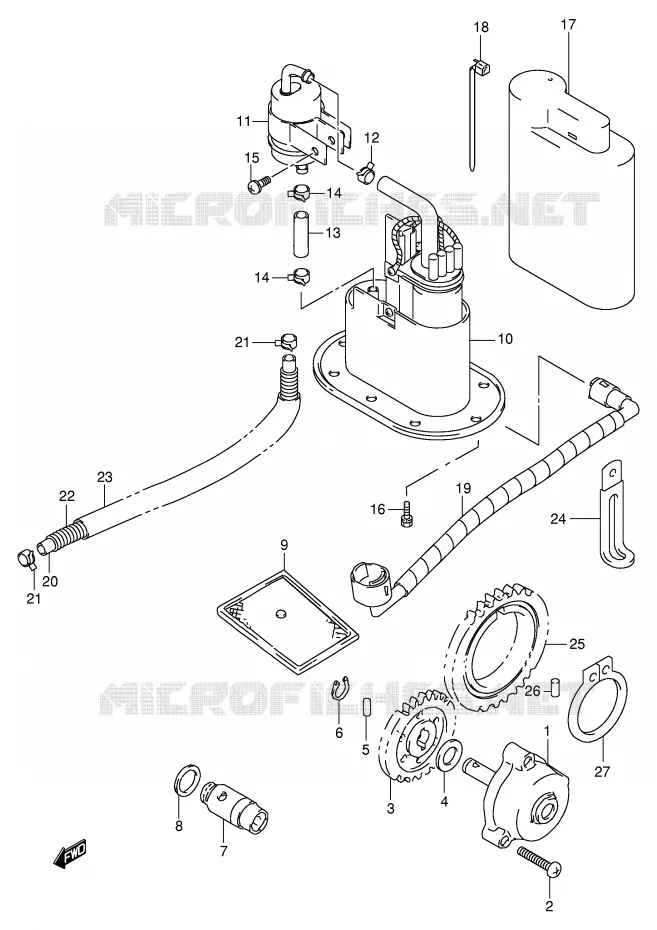 OIL PUMP/FUEL PUMP (MODEL W) Suzuki MOTO 1000 TL-R 2000  TL1000RY(E2)