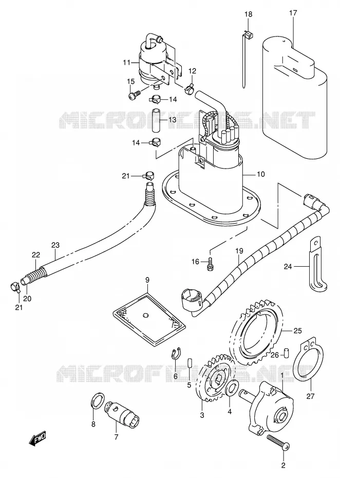 OIL PUMP/FUEL PUMP (MODEL X/Y/K1/K2) Suzuki MOTO 1000 TL-R 2002  TL1000RK2(E2)