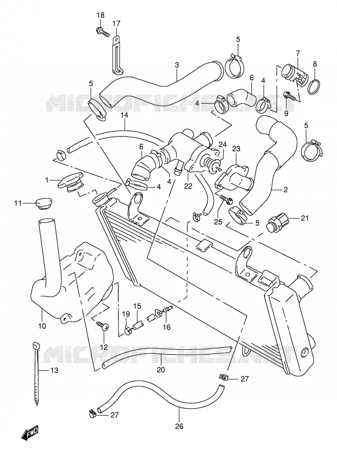 RADIATOR HOSE - EXPANSION TANK Suzuki MOTO 1000 TL-S 1998  TL1000SW(E2)