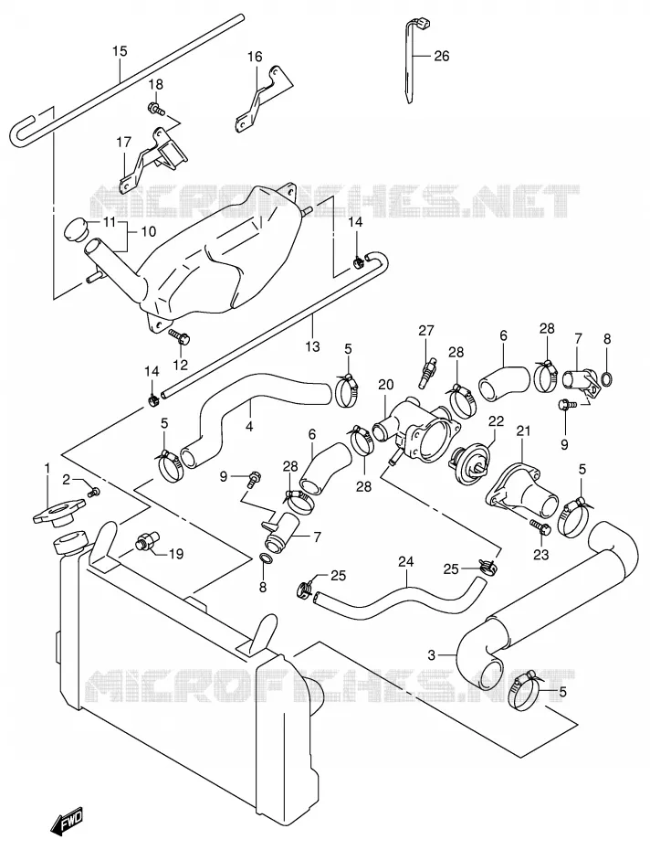 RADIATOR HOSE - EXPANSION TANK Suzuki MOTO 650 SV-S 2000  SV650SUY(E2)