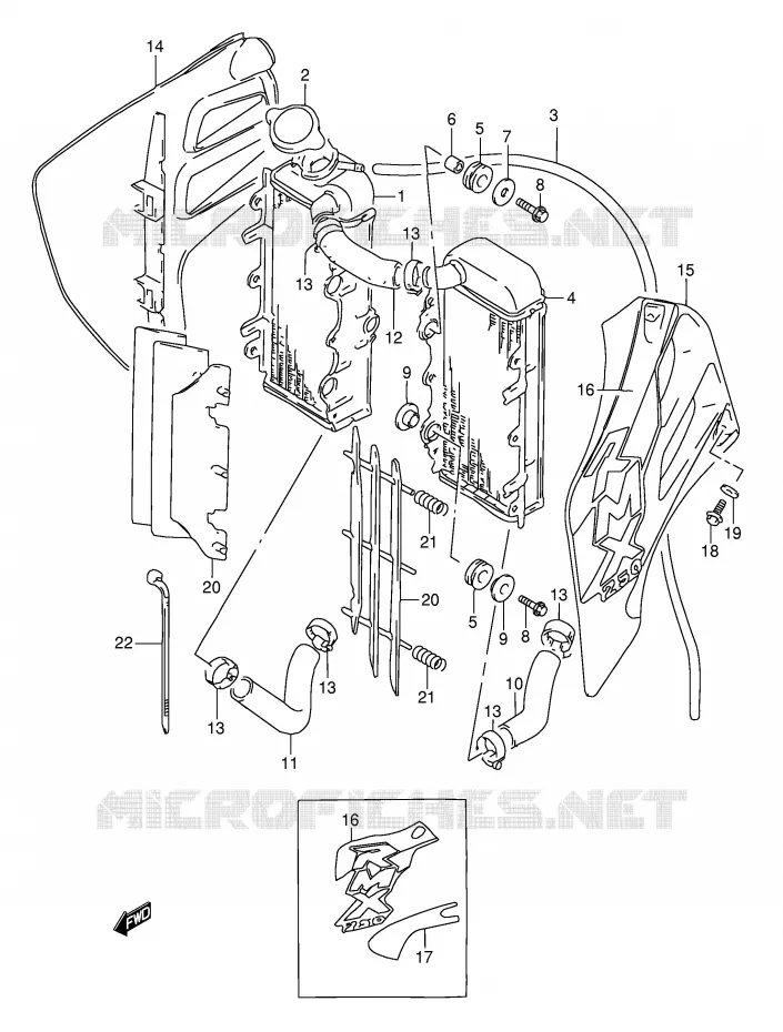RADIATOR Suzuki MOTO 250 RMX 1998  RMX250W(E28)